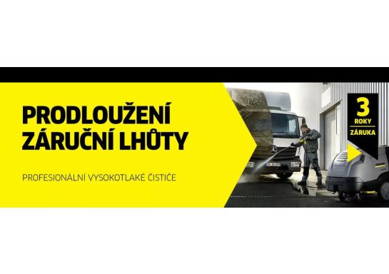 Prodloužení záruky na profesionální vysokotlaké čističe značky Kärcher na 3 roky.