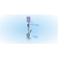 Univerzální stojan s bezdotykovým dávkovačem, info tabulkou, zásobníkem a košem