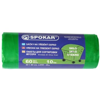 Spokar - Sáčky na tříděný odpad 60L - 10 ks, zelené - na sklo, 8300252200