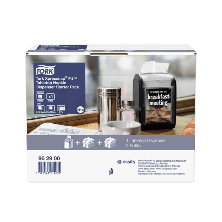 Tork Xpressnap Fit stolní zásobník na ubrousky - starter pack (zásobník + 2 bal.ubrousky), N14, 962900