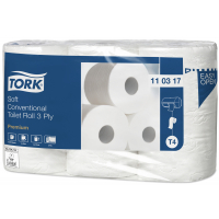 TORK Soft toaletní papír v konvenční roli Premium – 3vrstvý - 1 bal. x 6 rolí x248 útržků, T4 110317