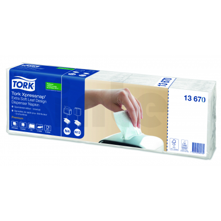 TORK extra jemný bílý ubrousek do zásobníku Xpressnap® – s dekorem lístků, N4, 4 000 ks, 13670