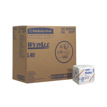 KIMBERLY-CLARK WYPALL* L40 Utěrky, skládané, bílé, 18x56 utěrek 7471